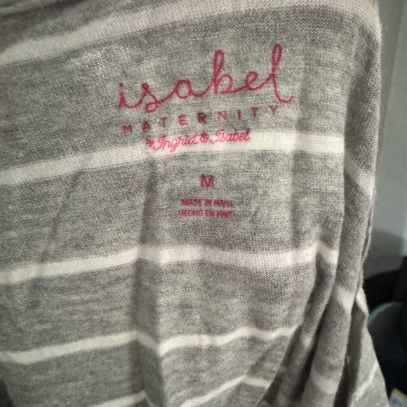 Isabel Maternity Gray Striped Women's V-Neck Top size medium - Picture 6 of 6